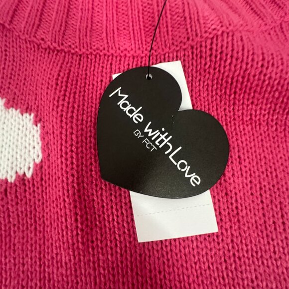 NEW! Made with Love By FCT Knit Sweater Pink White Clouds Plus 1X Acrylic $49 - Picture 3 of 12